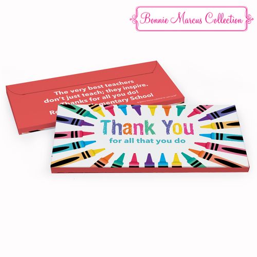 Deluxe Personalized Colorful Thank You Teacher Appreciation Chocolate Bar in Gift Box