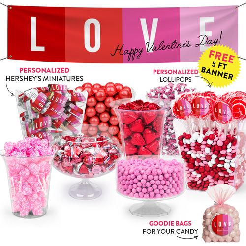 Personalized Valentine's Day Color Block Love Deluxe Candy Buffet
