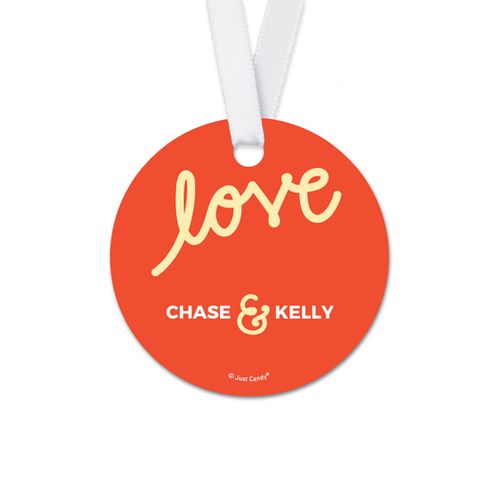 Personalized Script Love Wedding Round Favor Gift Tags (20 Pack)
