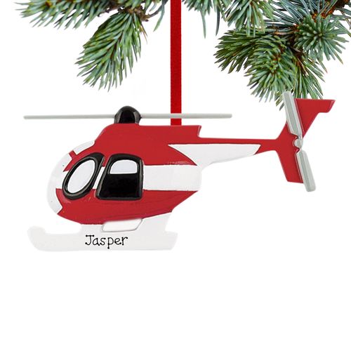 Personalized Red and White Helicopter