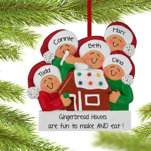 Personalized Making a Gingerbread House Family of 5