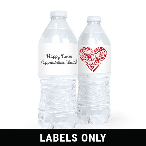 Personalized Nurse Appreciation Medical Heart Water Bottle Sticker Labels (5 Labels)