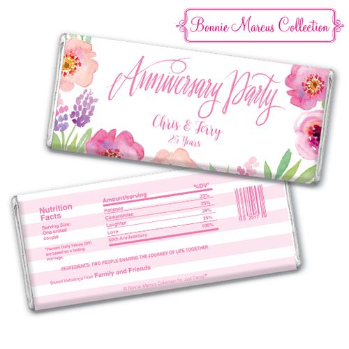 Floral Embrace Anniversary Favors Personalized Hershey's Bar Assembled