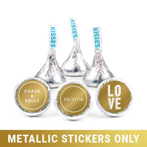 Personalized 3/4" Stickers - Metallic Wedding Bold Love (108 Stickers)