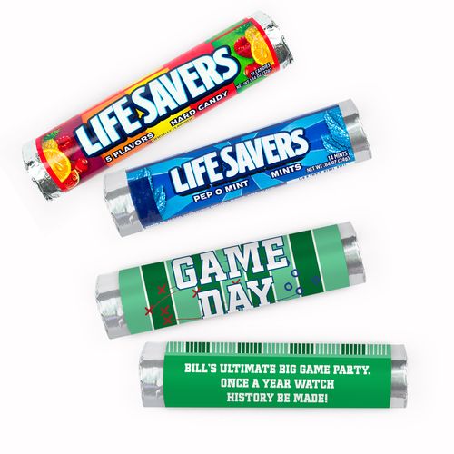 Personalized Football Party Themed Football Field Lifesavers Rolls (20 Rolls)