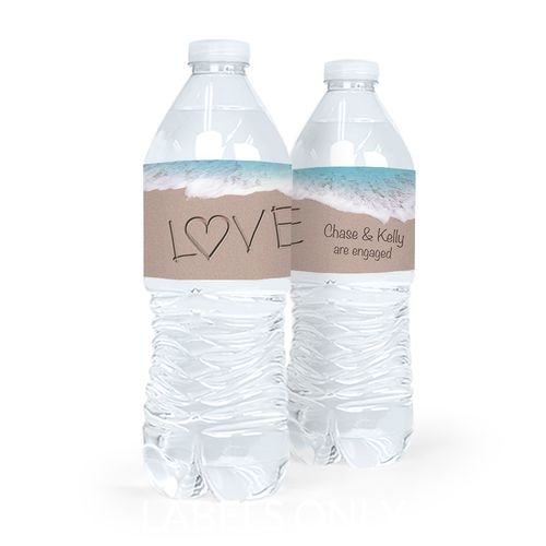 Personalized Engagement Love by the Sea Water Bottle Sticker Labels (5 Labels)