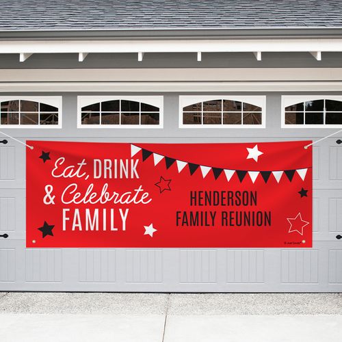 Personalized Family Reunion Garage Banner - Eat, Drink, & Celebrate