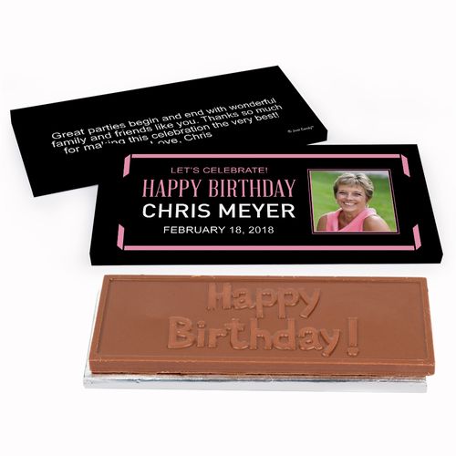 Deluxe Personalized Celebrate Photo Adult Birthday Chocolate Bar in Gift Box