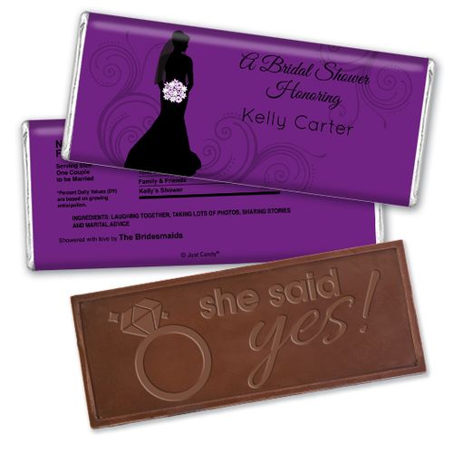 Bride Silhouette Bridal Shower Favors Personalized Embossed Bar Assembled