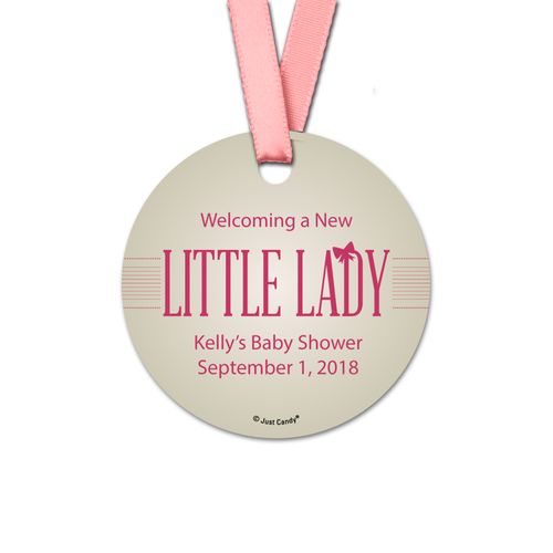 Personalized Baby Shower Little Lady Round Favor Gift Tags (20 Pack)