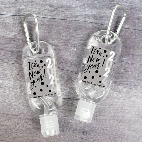 Personalized Hand Sanitizer with Carabiner 1 fl. oz bottle - Its a New Year!
