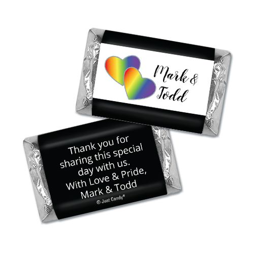 Personalized Hershey's Miniatures - LGBT Wedding Rainbow Hearts