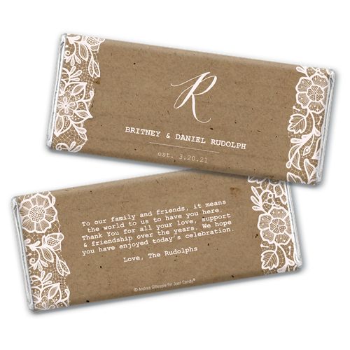 Personalized Floral Lace Wedding Chocolate Bar Wrappers