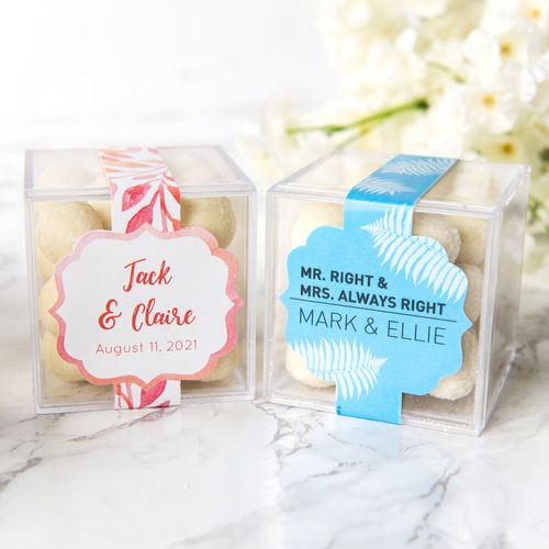 Personalized Wedding JUST CANDY® favor cube with Premium Sugar Cookie Bites