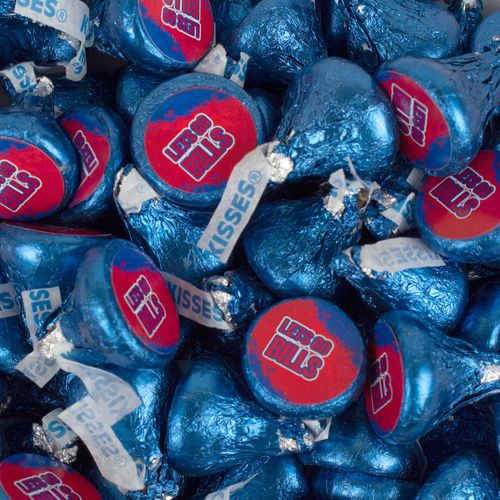 Let's Go Bills Stickers and Hershey's Kisses Candy - Assembled 100 Pack