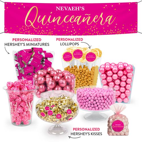 Personalized Quinceanera Elegant Confetti Deluxe Candy Buffet