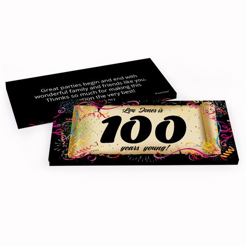 Deluxe Personalized 100th Confetti Birthday Birthday Hershey's Chocolate Bar in Gift Box