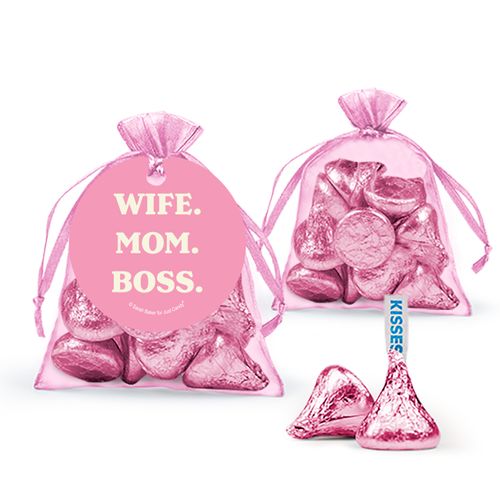 Mother's Day Wife Mom Boss Hershey's Kisses in Organza Bags with Gift Tag