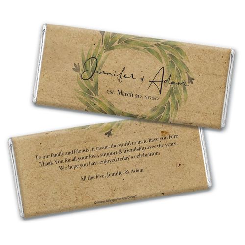 Personalized Sage Wreath Wedding Chocolate Bar Wrappers