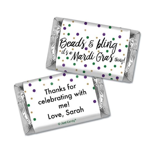Personalized Hershey's Miniatures - Mardi Gras Beads & Bling