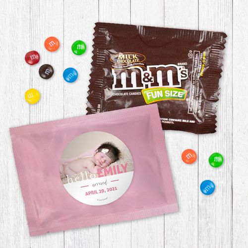Personalized Girl Birth Announcement Pink Baby Girl - Milk Chocolate M&Ms