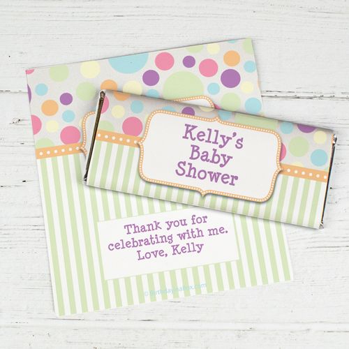 Baby Shower Orange Stripe Personalized Hershey's Chocolate Bar Wrapper