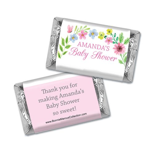 Personalized Bonnie Marcus Baby Shower Butterfly Flower Wreath Hershey's Miniatures Wrappers