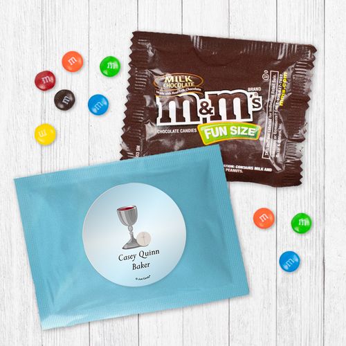 Personalized First Communion Silver Chalis - Milk Chocolate M&Ms