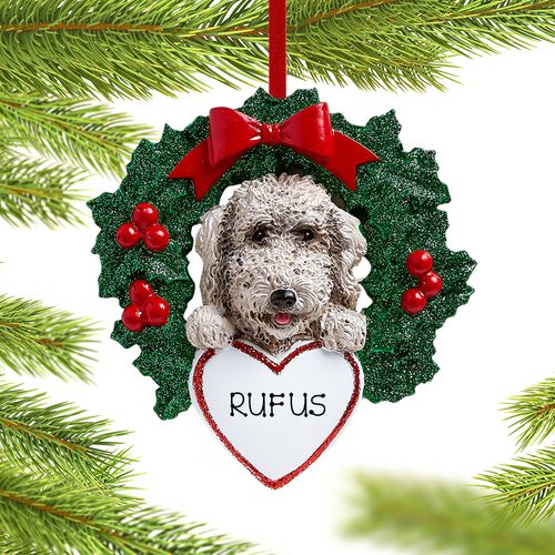 Personalized Labradoodle Dog with Wreath