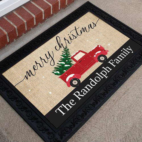 Personalized Merry Christmas 18" x 30" Doormat Merry Christmas Truck