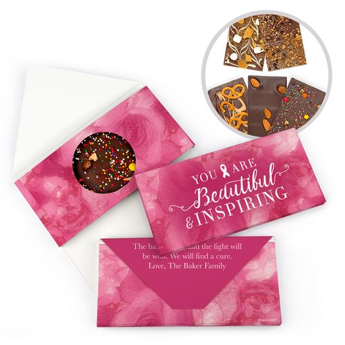 Personalized Pink Inspiration Breast Cancer Gourmet Infused Belgian Chocolate Bars (3.5oz)