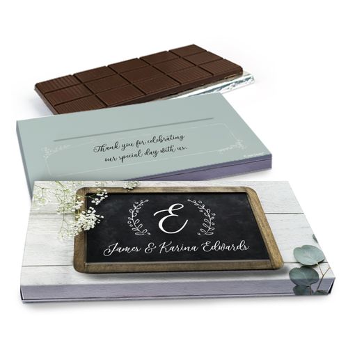 Deluxe Personalized Chalkboard Lettering Wedding Chocolate Bar in Gift Box (3oz Bar)