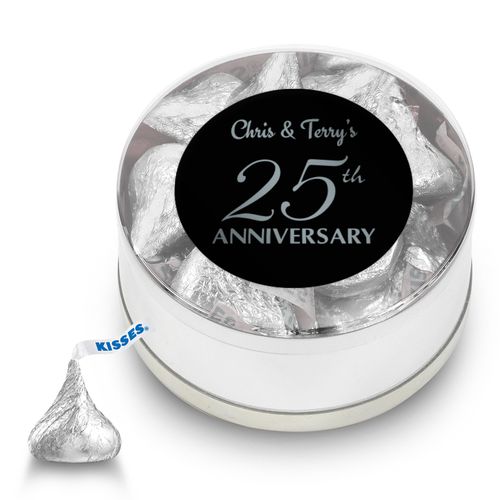 Anniversary Party Favors Personalized Small Silver Plastic Tin 25th Anniversary Favor (25 Pack)