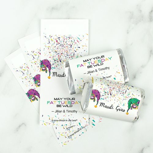 Personalized Mardi Gras Jammin' Jester Hats Hershey's Miniatures Wrappers