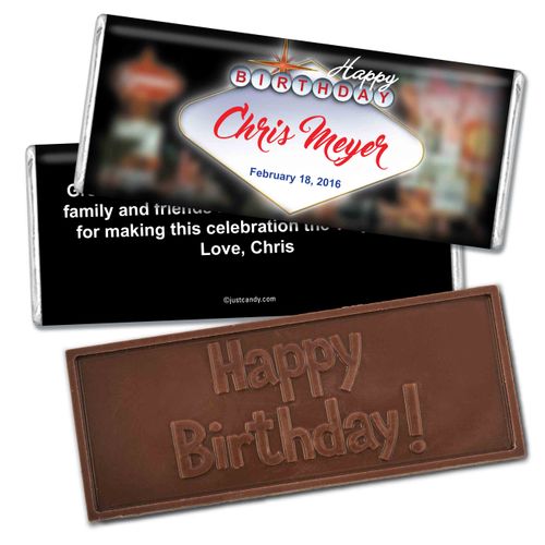 Birthday Personalized Embossed Chocolate Bar Casino Lights