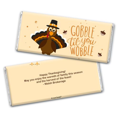 Personalized Thanksgiving Gobble til you Wobble Chocolate Bar & Wrapper
