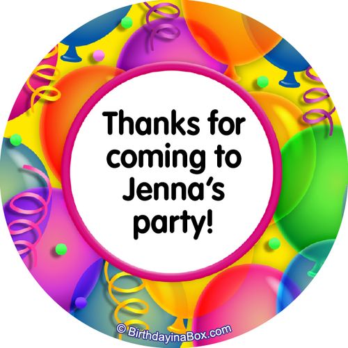 Balloon Bash Personalized 2" Stickers (20 Stickers)