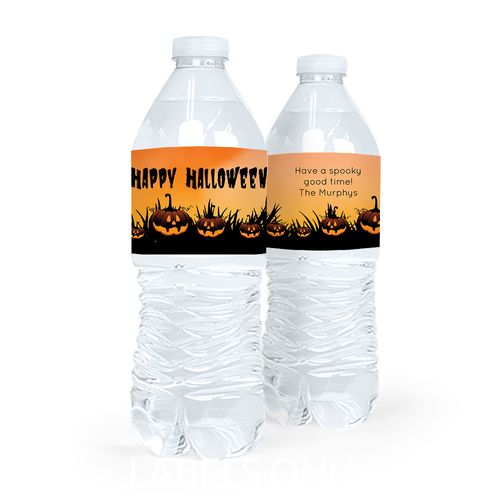Personalized Jack-o'-lanterns Halloween Water Bottle Labels (5 Labels)