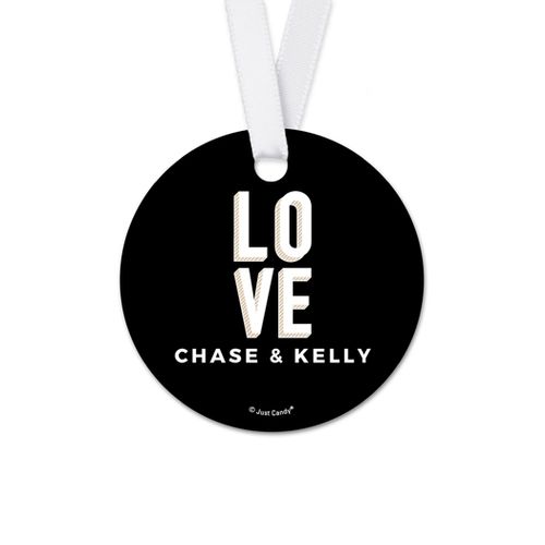 Personalized Bold Love Wedding Round Favor Gift Tags (20 Pack)