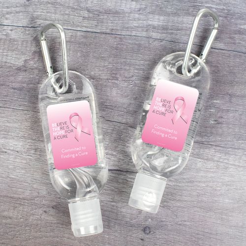 Personalized Hand Sanitizer with Carabiner Breast Cancer Awareness 1 fl. oz bottle - Be the Hope