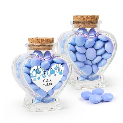 Personalized Wedding Favor Assembled Heart Jar Filled with Just Candy Milk Chocolate Minis