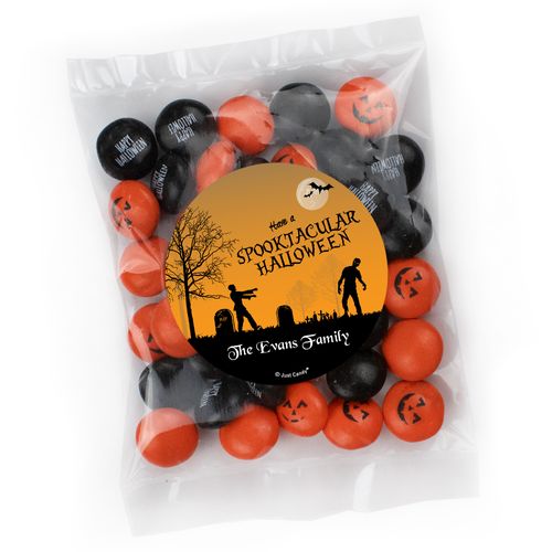 Personalized Halloween Candy Bag with JC Minis Milk Chocolate Gems - Zombie Spooktacular