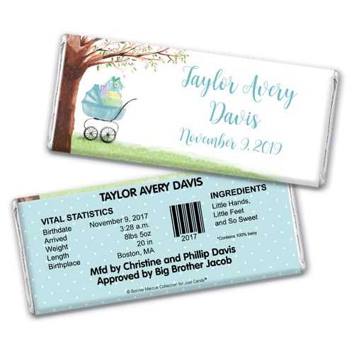 Rockabye Baby Boy Birth Announcement Personalized Candy Bar - Wrapper Only