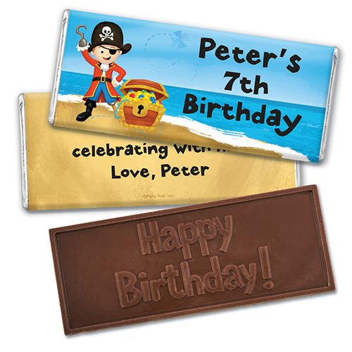 Personalized Birthday Pirate Party Embossed Happy Birthday Chocolate Bar