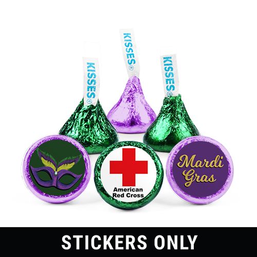 Personalized 3/4" Stickers - Mardi Gras Add Your Logo (108 Stickers)
