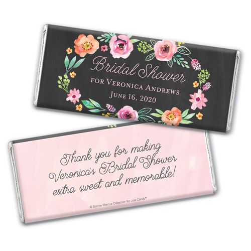 Personalized Bonnie Marcus Chocolate Bar Wrapper - Wedding Floral Wreath