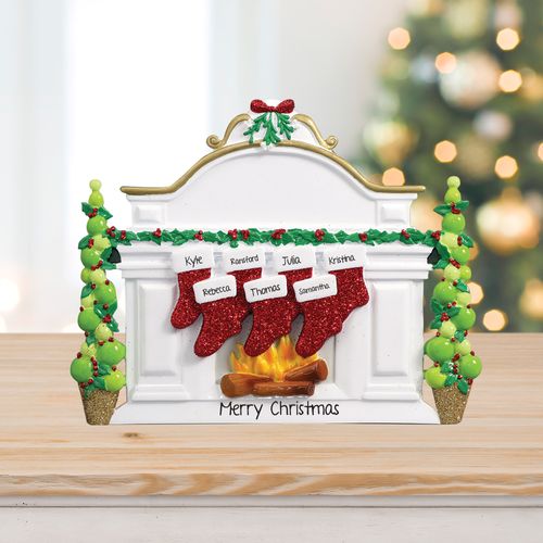 Personalized Mantel with 7 Stockings Tabletop