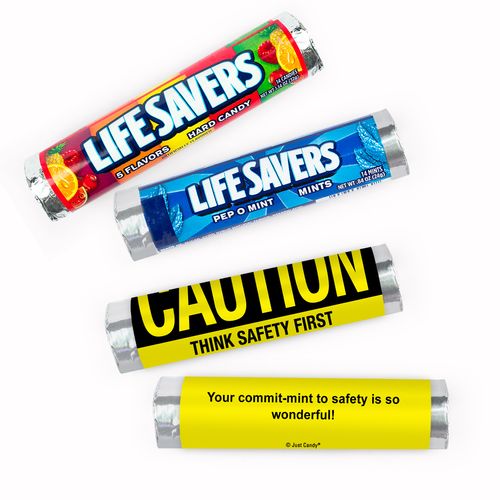Personalized Safety Caution Business Lifesavers Rolls (20 Rolls)