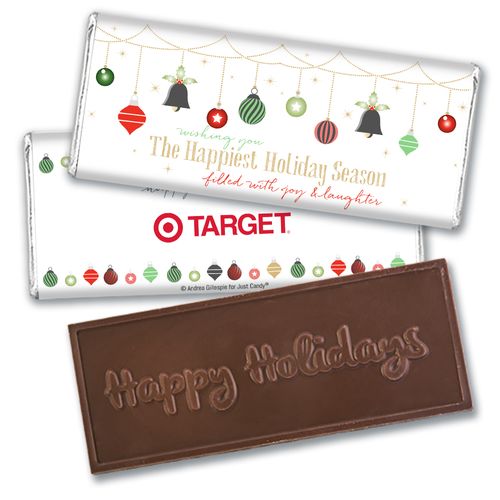 Personalized Christmas Happiest Ornaments Embossed Chocolate Bar