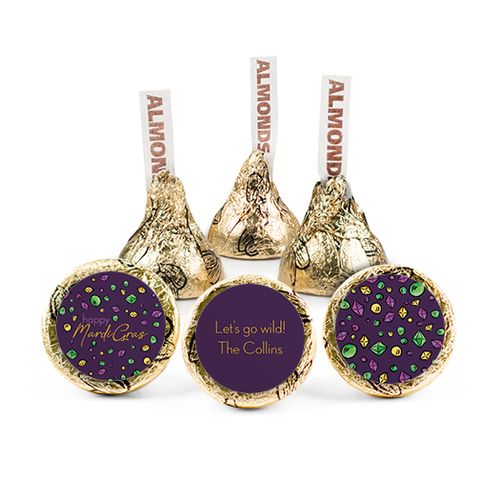 Personalized Mardi Gras Beads & Bling Hershey's Kisses